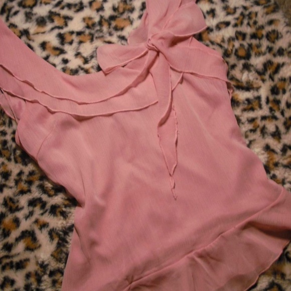 PINK ruffle bow blouse SMALL - Picture 2 of 3
